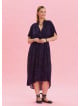 V Neck Gathered Detailed Purple Summer Dress 4533